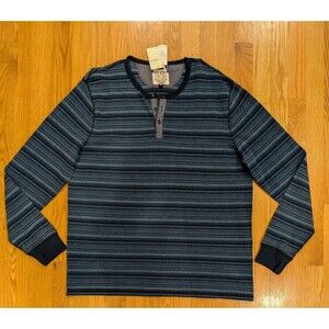 Lucky Brand True Indigo Henley Shirt Mens XL Long Sleeve Blue Striped NWT